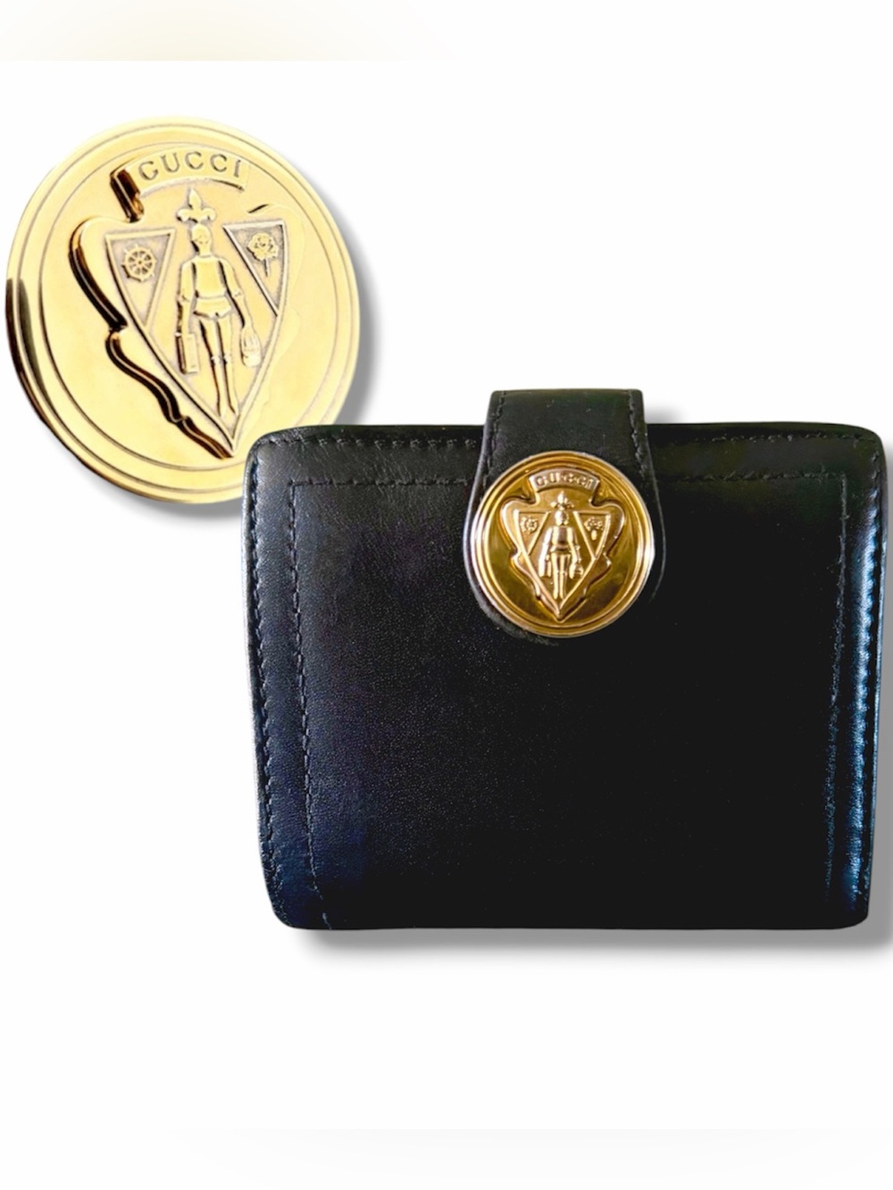 *Rare* GUCCI Hysteria Compact Wallet Genuine Knight Logo Back & Gold